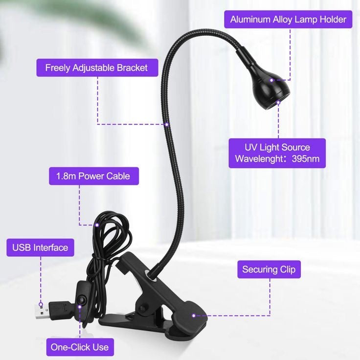 Clip Mini Lamp UV/LED Black